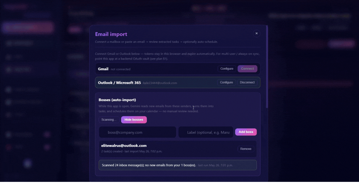 Your boss emails. Tasks land on your calendar.
